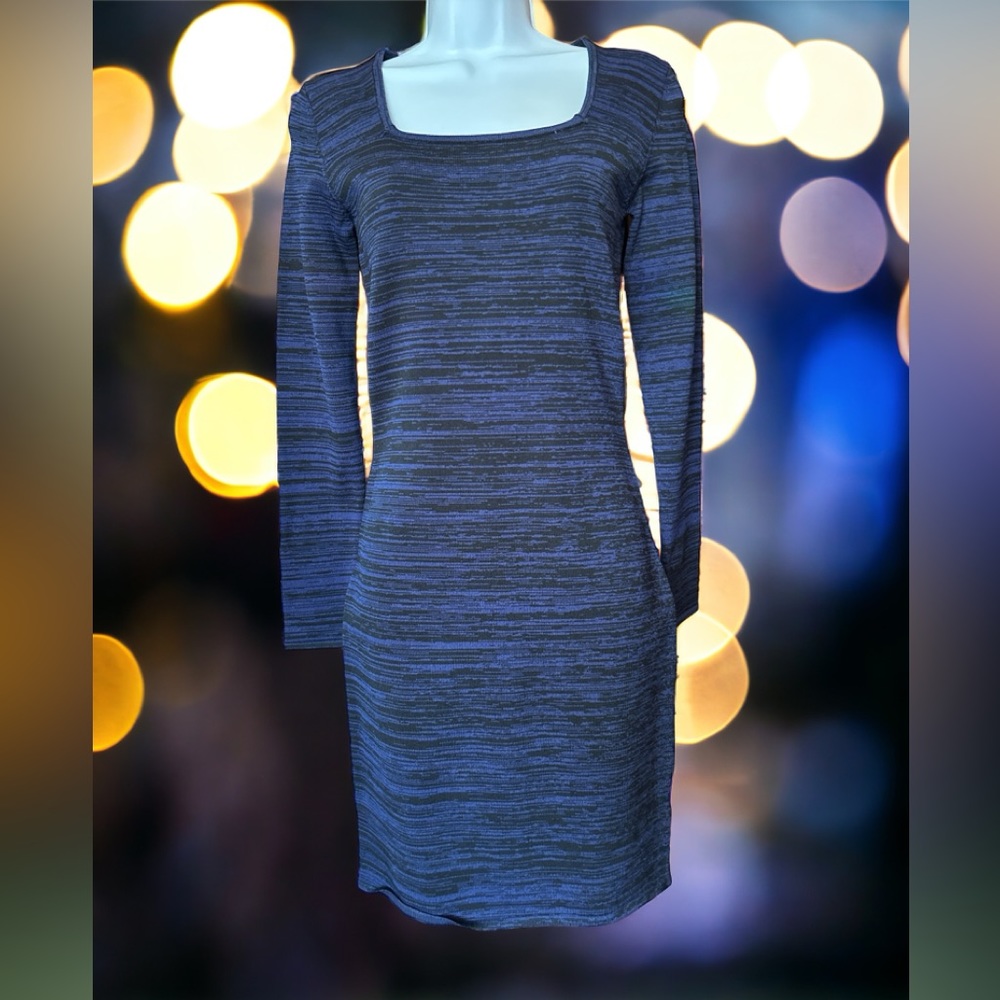NWT W118 by Walter Baker Longsleeve Stripped Bodycon Square Neck Midi Dress M